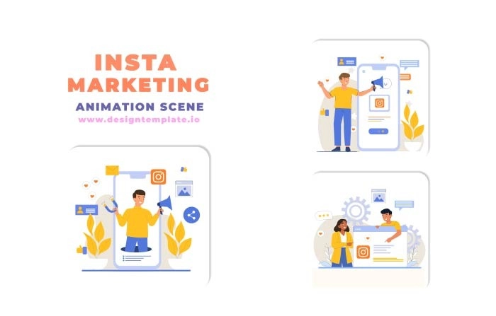 Instagram Marketing Animation Scene After Effects Template