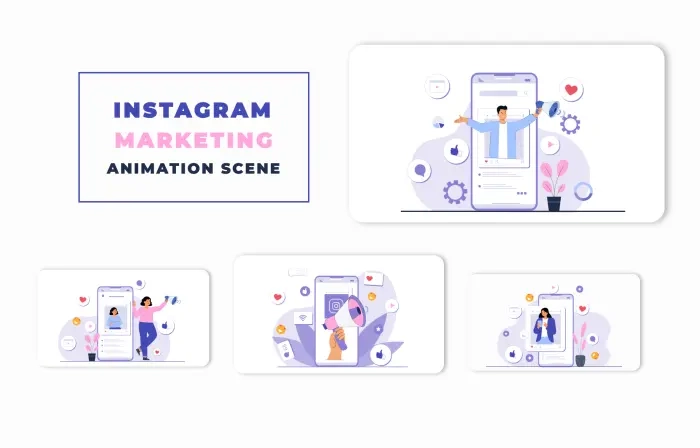 Instagram Marketing Character Animation Scene