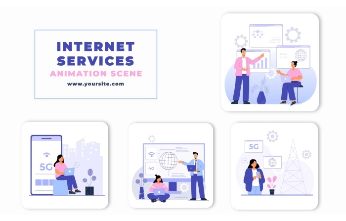 Internet Services Animation Scene After Effects Template