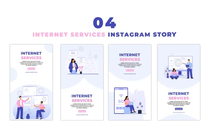Internet Services and User Vector Instagram Story