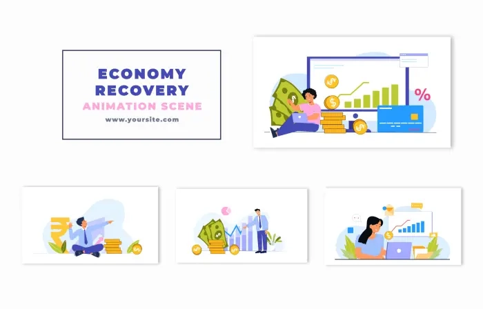 Investment Recovery Flat Character Animation Scene