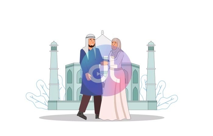 Islamic Wedding 2D Characters Animation scene