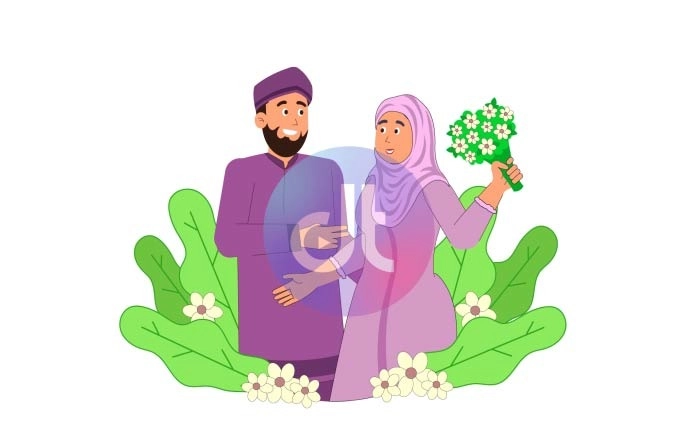 Islamic Wedding Vector Animation Scene