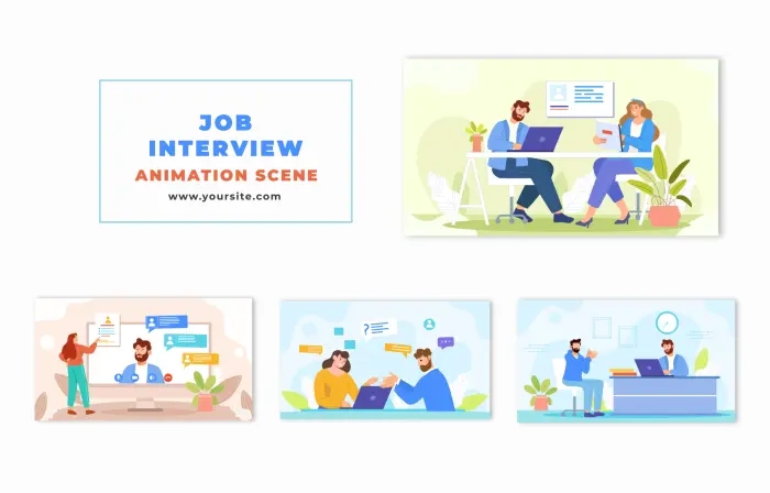 Interview Creative Flat Character Animation Scene