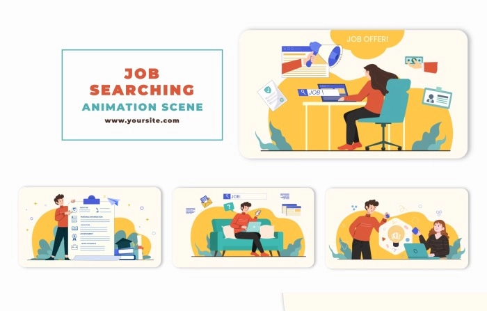 Job Searching Animation Scene After Effects Template