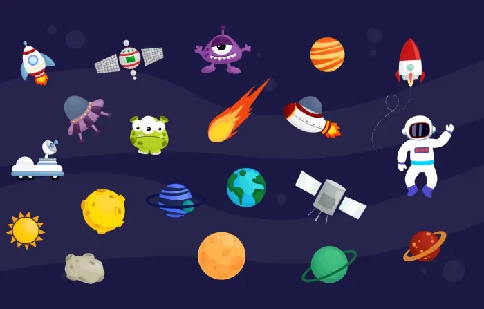 Kids Galaxy Vector Graphics Assets Pack image