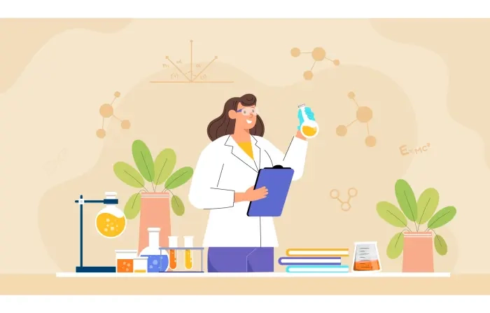 Laboratory Workspace and Tools Concept Flat Character Illustration image
