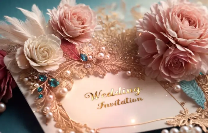 Luxurious 3D Feather and Flower Wedding Invitation Card Slideshow