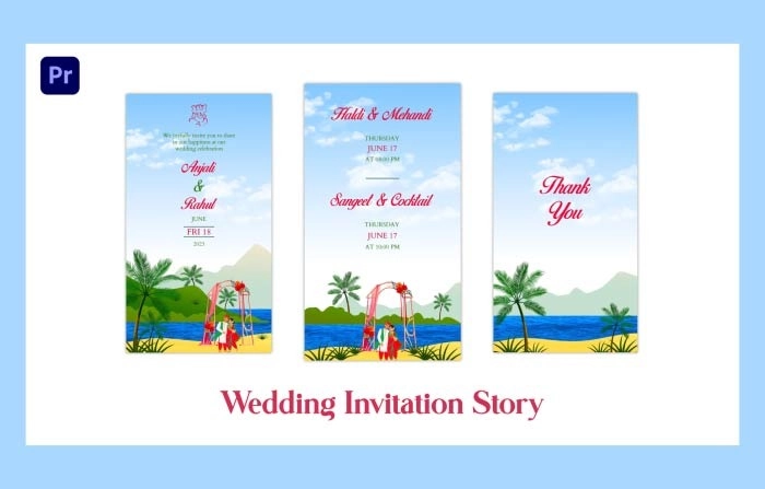 Maharashtrian Flat Character Wedding Invitation Instagram Story Premiere Pro Template