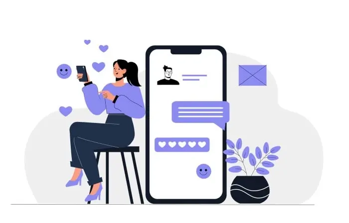 Male and Female Dating App Concept Flat Design Character Illustration