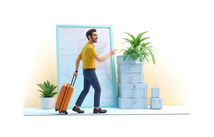 Man Carrying Luggage 3D Design Illustration