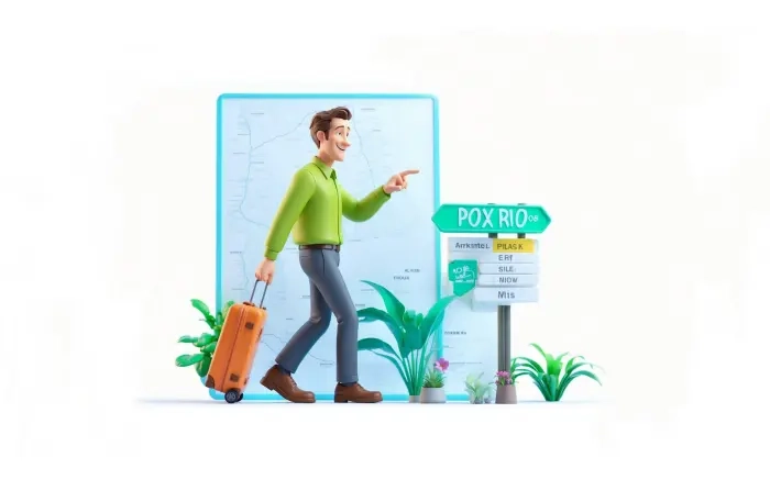 Man Carrying Suitcase 3D Character Design Illustration
