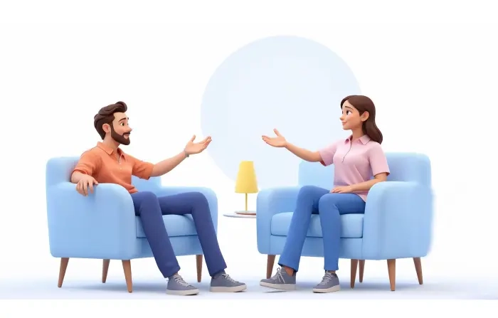 Man and Woman in Talk Show 3D Character Illustration