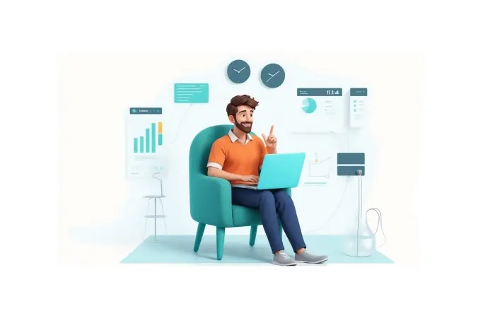 Man with Home Office Concept 3D Design Character Illustration