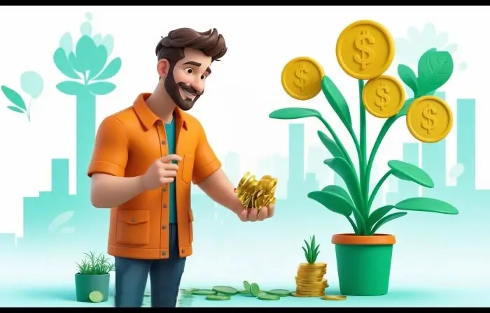Man with Money Plant 3D Character Illustration image