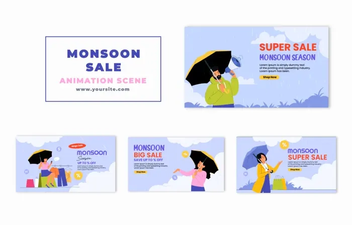 Monsoon Sale Offer Character Animation Scene