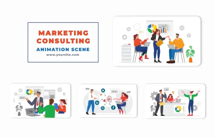 Marketing Consulting Flat Character Animation Scene