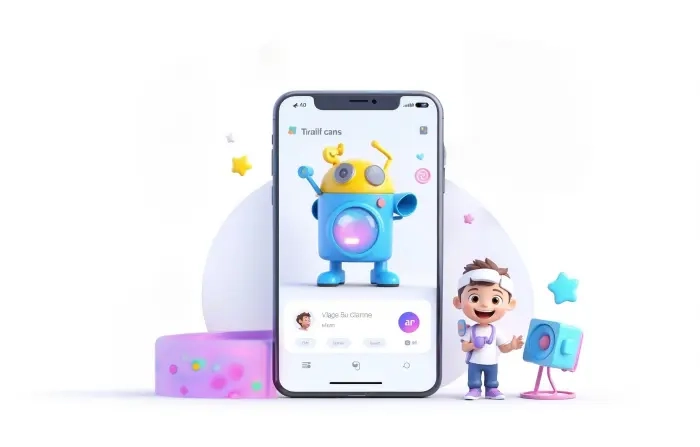 Mobile Using Boy 3D Character Design Art Illustration image