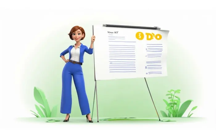 Modern Female Office Employee 3D Design Character Illustration