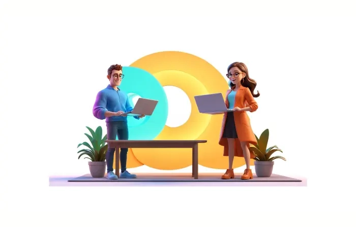 Modern Office Worker 3D Cartoon Character Illustration image