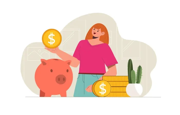 Money Management Girl Character Design Illustration image