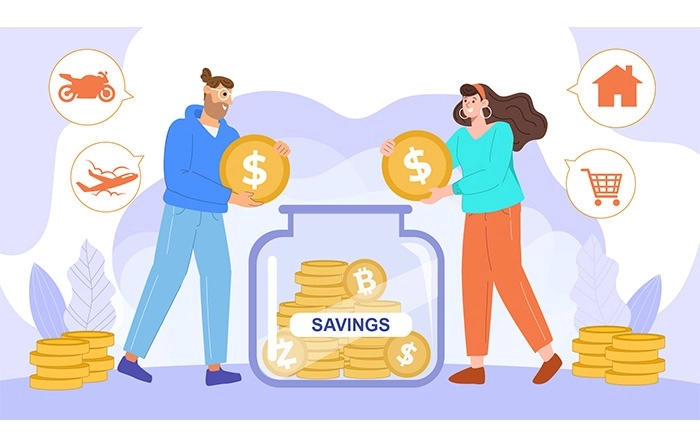 Money Saving 2D Flat Character Illustration