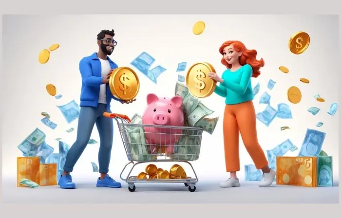 Money Saving Concept 3D Character Illustration image
