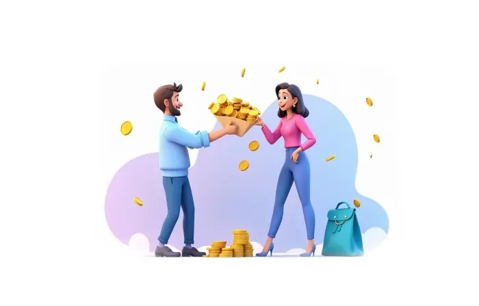 Money Transferring 3D Character Illustration image