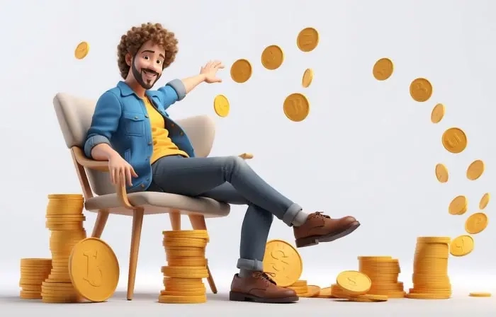 Money Transferring 3D Character Visuals Illustration