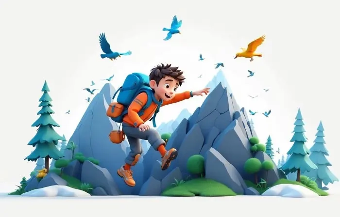 Mother Nature Traveling Boy 3D Character Illustration