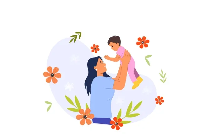 Mother and Baby Playing Vector Illustration