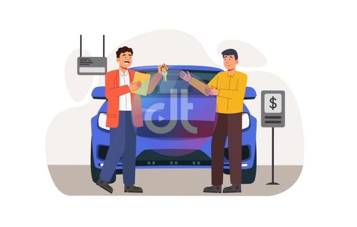 Motorcar Dealerships Flat Character Animation Scene