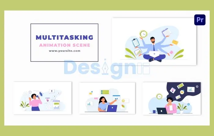 Multitasking Employee Animated Character