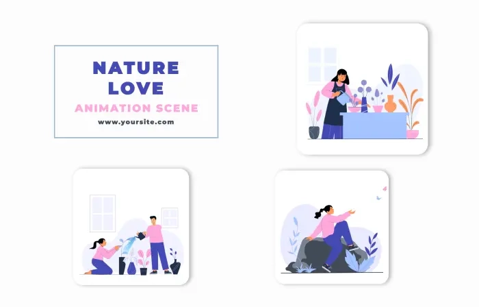 Nature Lover Flat Vector Animation Scene