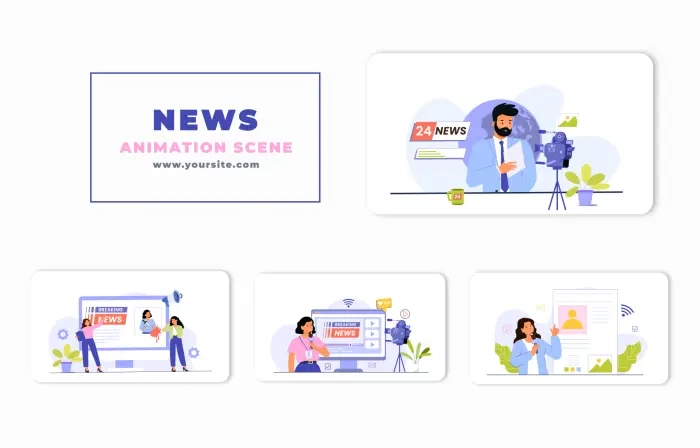 News Reporter Character Animation Scene