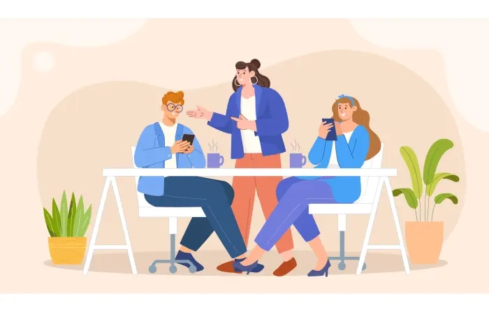 Office Conversations Flat Character Illustration image