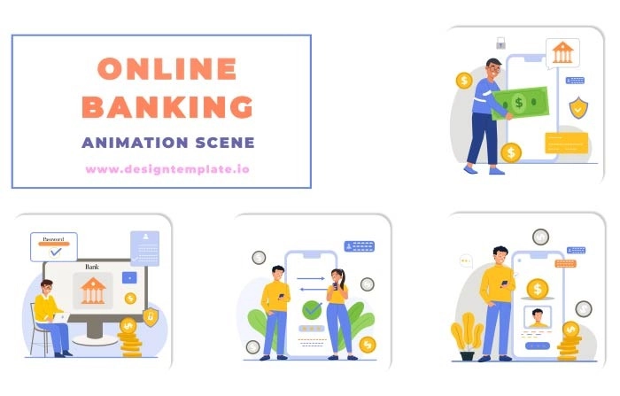 Online Banking Animation Scene After Effects Template