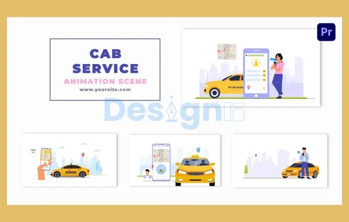 Online Cab Service Character Animation Scene