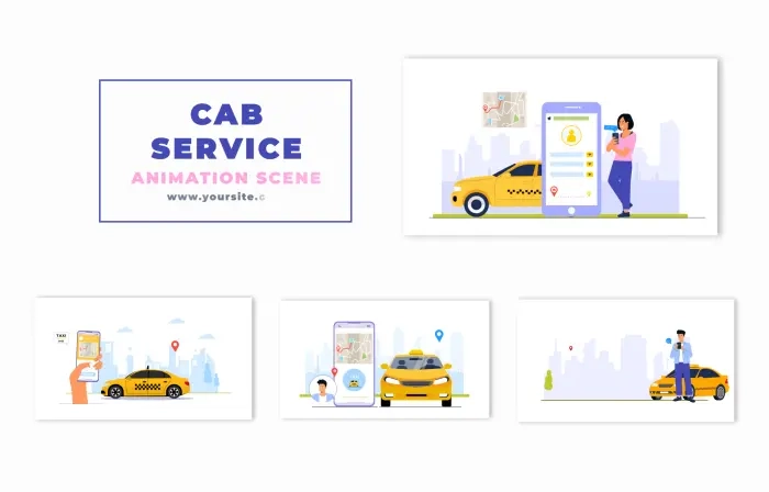 Online Cab Service Vector Animation Scene