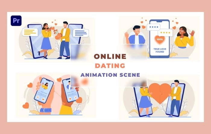 Online Dating Animation Scene Premiere Pro Template