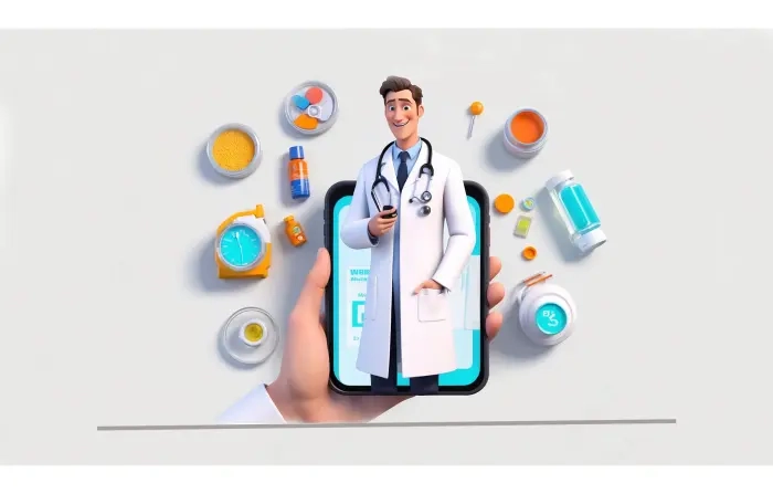 Online Doctor Consultant 3D Character Design Illustration