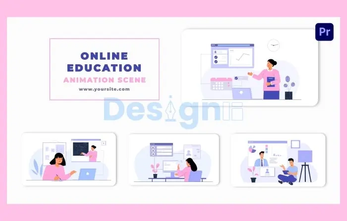 Online Education Concept Character Animation Scene