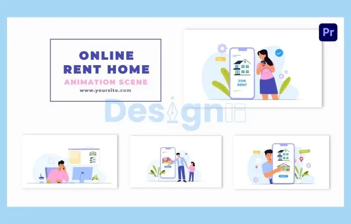 Online Find Home for Rent Flat Character Animation