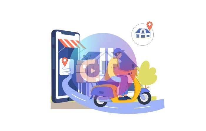 Online Food Delivery Service Animation Scene