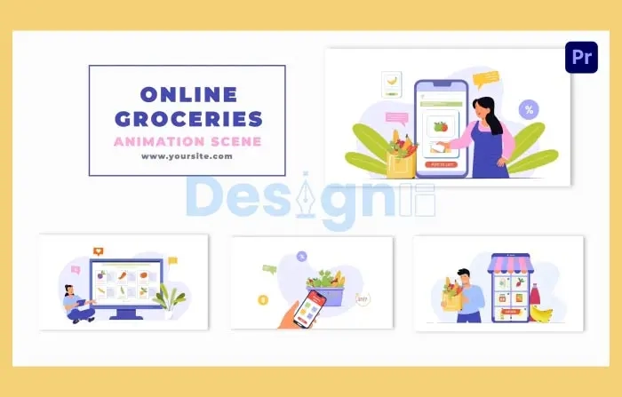 Online Grocery Order Animation Scene