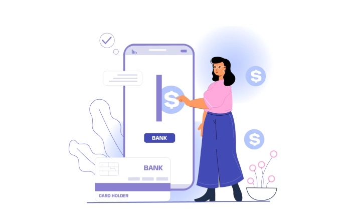 Online Mobile Banking Vector Illustration