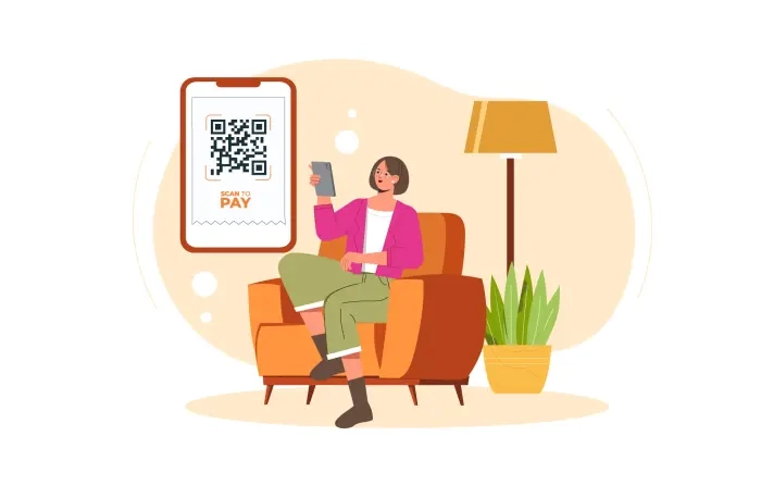 Online Mobile Payment Concept Flat Illustration