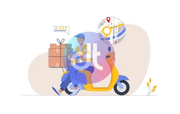 Online Order Parcel Delivery Service Animation Scene