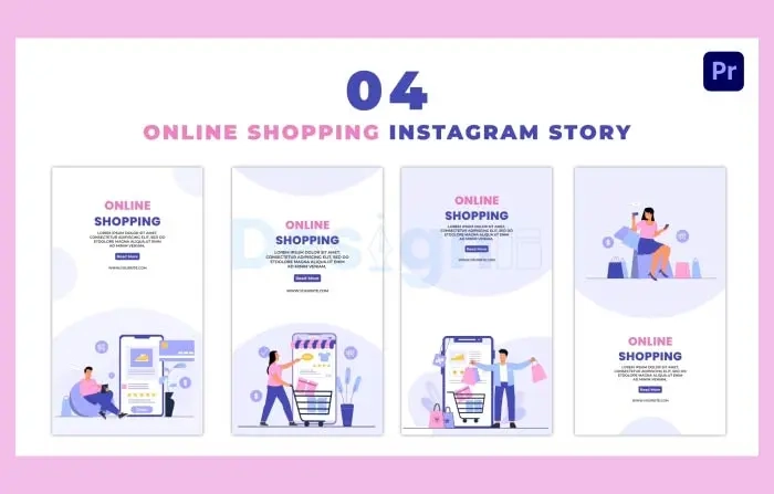 Online Outfits Shopping Flat Vector Instagram Story