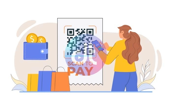 Online QR Code Scan Payment Animation Scene